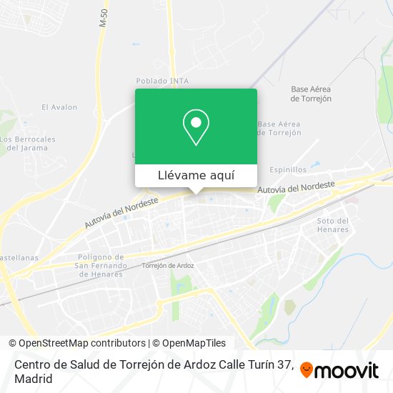 Mapa Centro de Salud de Torrejón de Ardoz Calle Turín 37