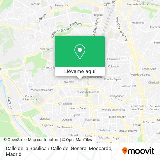 Mapa Calle de la Basílica / Calle del General Moscardó