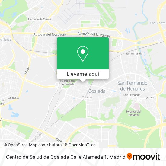 Mapa Centro de Salud de Coslada Calle Alameda 1