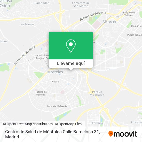 Mapa Centro de Salud de Móstoles Calle Barcelona 31