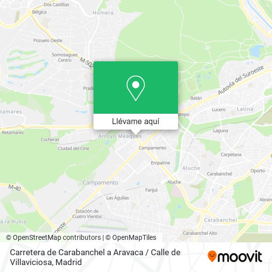 Mapa Carretera de Carabanchel a Aravaca / Calle de Villaviciosa