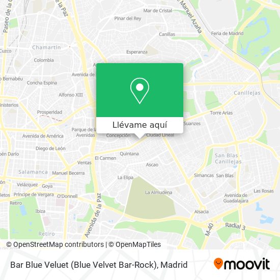 Mapa Bar Blue Veluet (Blue Velvet Bar-Rock)