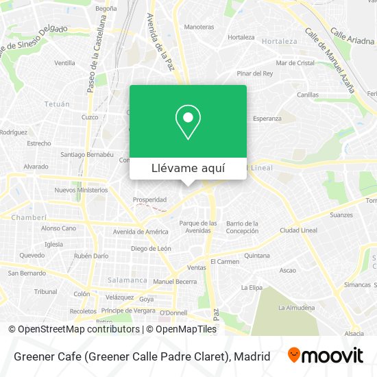 Mapa Greener Cafe (Greener Calle Padre Claret)