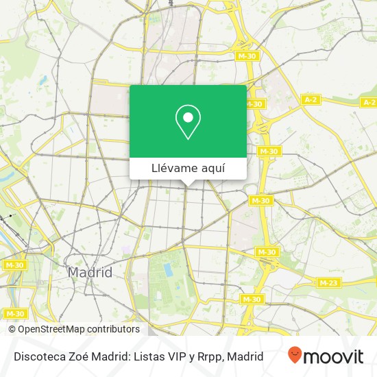 Mapa Discoteca Zoé Madrid: Listas VIP y Rrpp