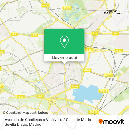 Mapa Avenida de Canillejas a Vicálvaro / Calle de María Sevilla Diago