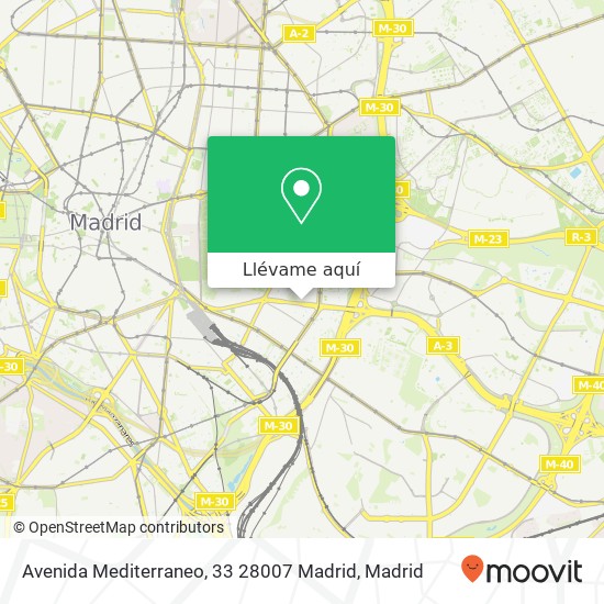 Mapa Avenida Mediterraneo, 33 28007 Madrid