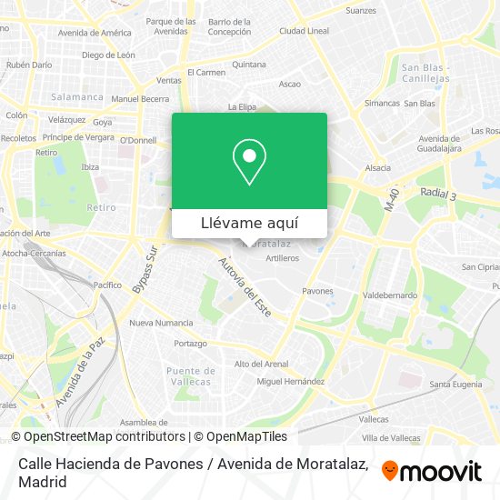 Mapa Calle Hacienda de Pavones / Avenida de Moratalaz
