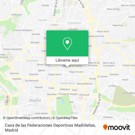 Mapa Casa de las Federaciones Deportivas Madrileñas