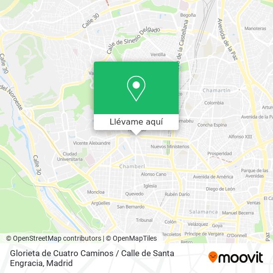 Mapa Glorieta de Cuatro Caminos / Calle de Santa Engracia