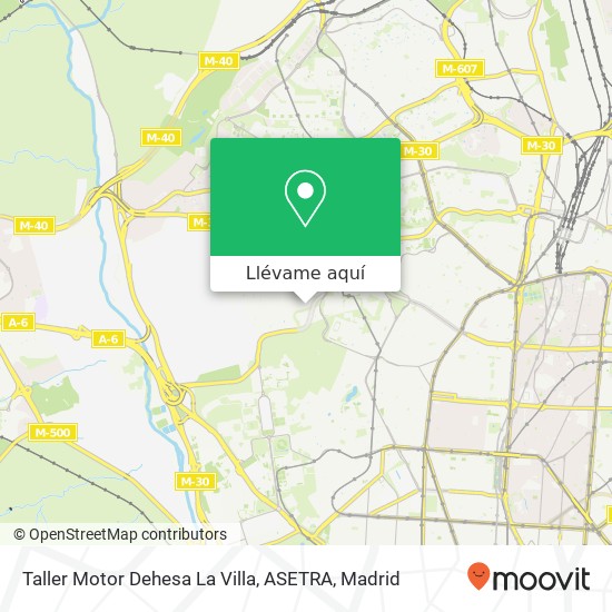 Mapa Taller Motor Dehesa La Villa, ASETRA