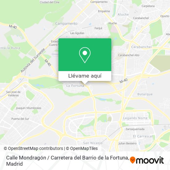 Mapa Calle Mondragón / Carretera del Barrio de la Fortuna