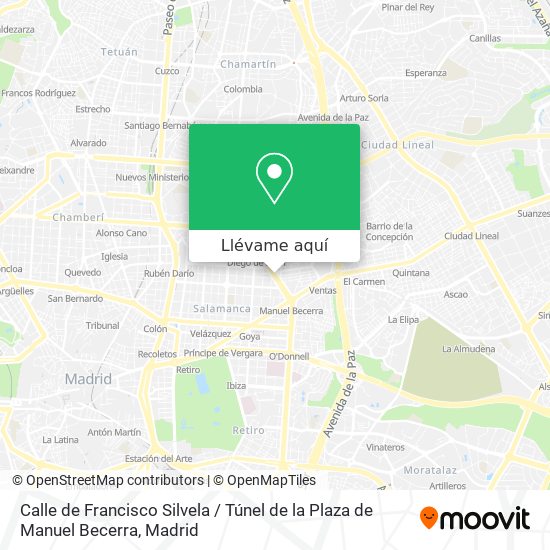 Mapa Calle de Francisco Silvela / Túnel de la Plaza de Manuel Becerra