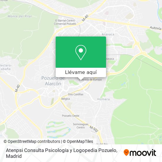 Mapa Atenpsi Consulta Psicología y Logopedia Pozuelo