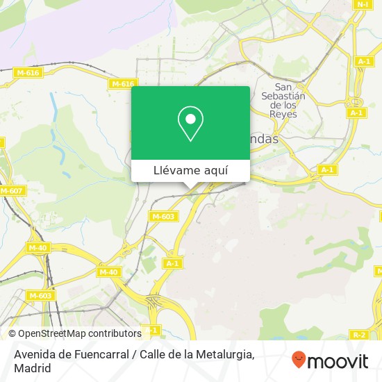 Mapa Avenida de Fuencarral / Calle de la Metalurgia