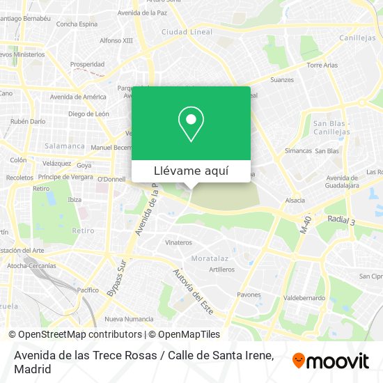 Mapa Avenida de las Trece Rosas / Calle de Santa Irene