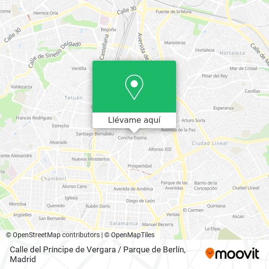 Mapa Calle del Príncipe de Vergara / Parque de Berlín