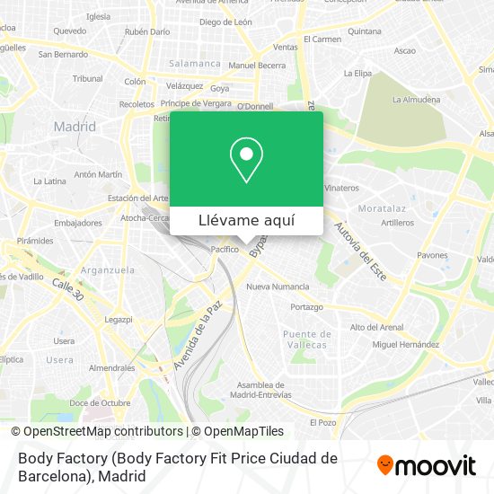 Mapa Body Factory (Body Factory Fit Price Ciudad de Barcelona)