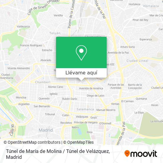 Mapa Túnel de María de Molina / Túnel de Velázquez
