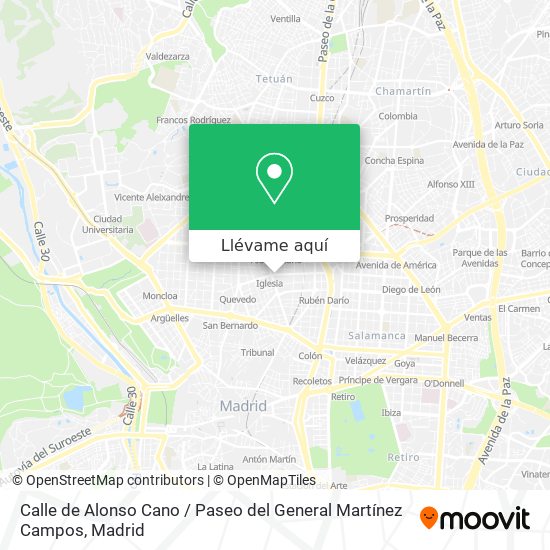 Mapa Calle de Alonso Cano / Paseo del General Martínez Campos