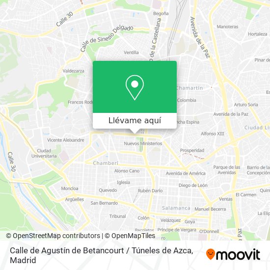 Mapa Calle de Agustín de Betancourt / Túneles de Azca