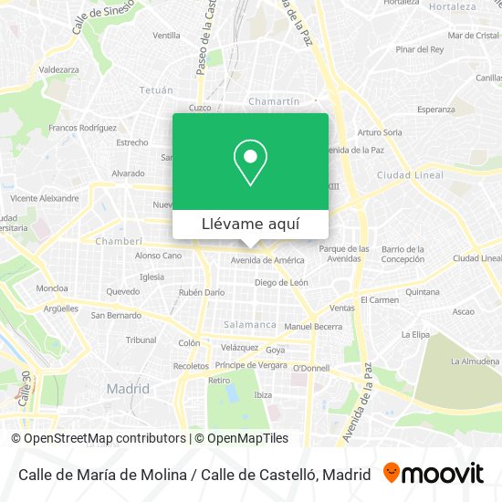 Mapa Calle de María de Molina / Calle de Castelló
