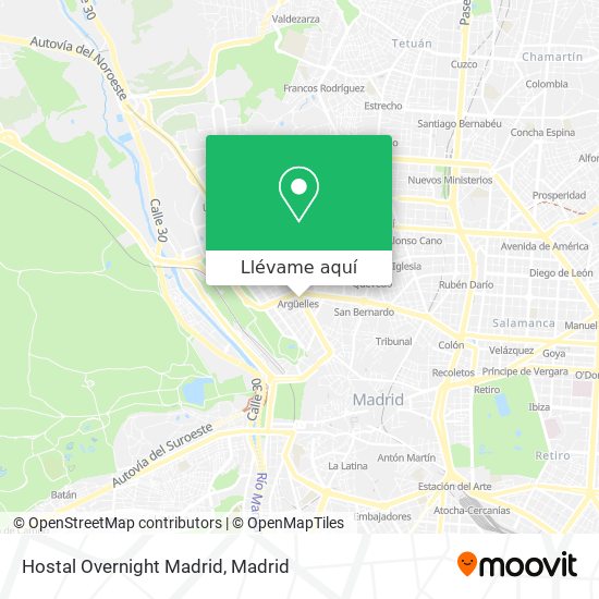 Mapa Hostal Overnight Madrid