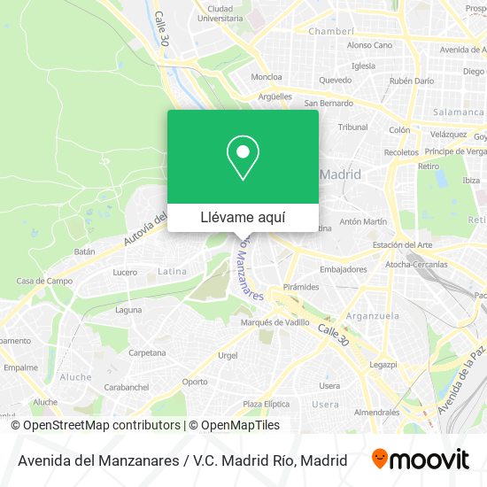 Mapa Avenida del Manzanares / V.C. Madrid Río