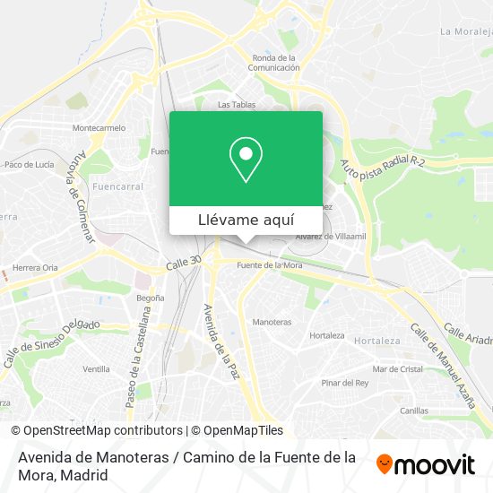 Mapa Avenida de Manoteras / Camino de la Fuente de la Mora