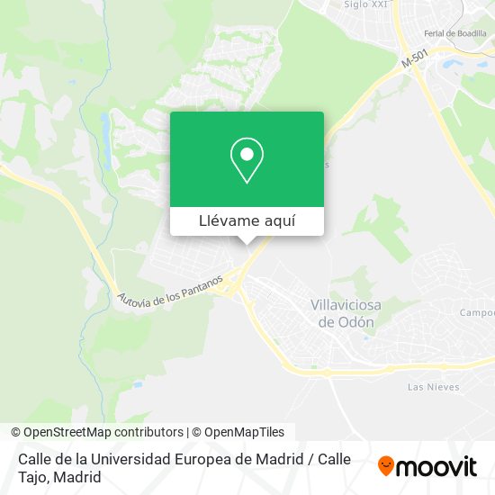 Mapa Calle de la Universidad Europea de Madrid / Calle Tajo