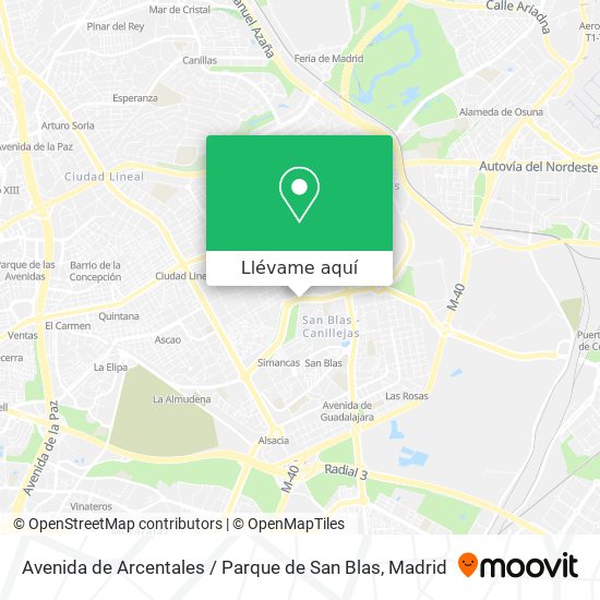 Mapa Avenida de Arcentales / Parque de San Blas