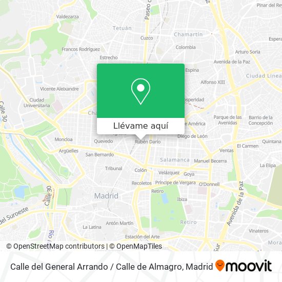 Mapa Calle del General Arrando / Calle de Almagro