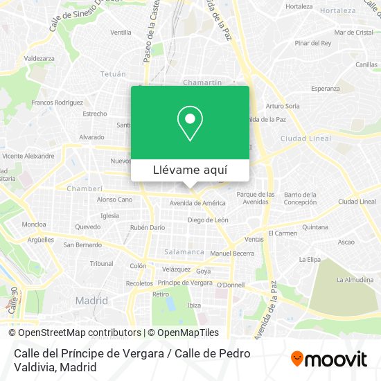 Mapa Calle del Príncipe de Vergara / Calle de Pedro Valdivia