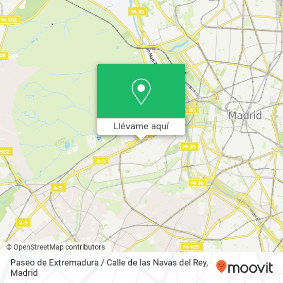 Mapa Paseo de Extremadura / Calle de las Navas del Rey