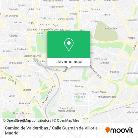 Mapa Camino de Valderribas / Calle Guzmán de Villoria