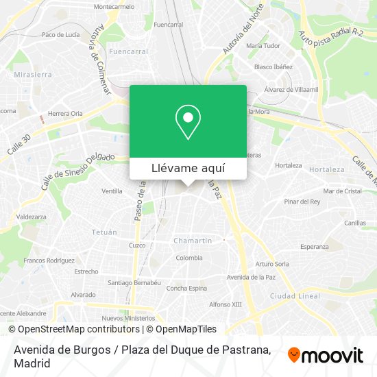 Mapa Avenida de Burgos / Plaza del Duque de Pastrana