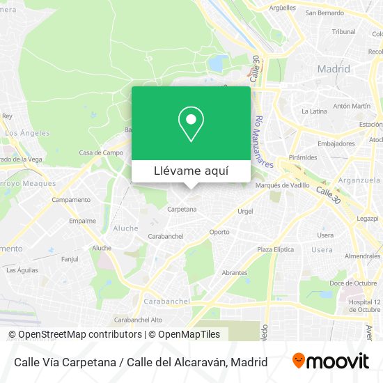 Mapa Calle Vía Carpetana / Calle del Alcaraván