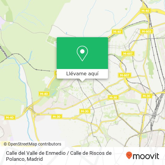 Mapa Calle del Valle de Enmedio / Calle de Riscos de Polanco