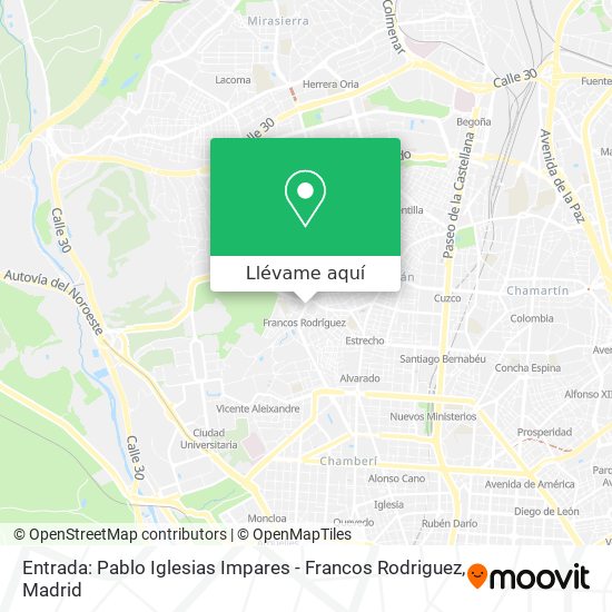 Mapa Entrada: Pablo Iglesias Impares - Francos Rodriguez