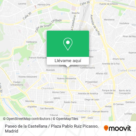 Mapa Paseo de la Castellana / Plaza Pablo Ruiz Picasso