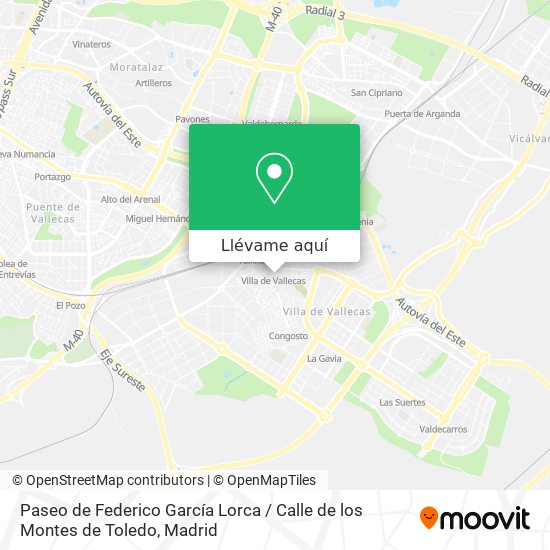 Mapa Paseo de Federico García Lorca / Calle de los Montes de Toledo