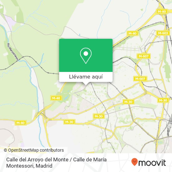 Mapa Calle del Arroyo del Monte / Calle de María Montessori
