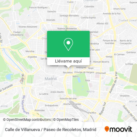 Mapa Calle de Villanueva / Paseo de Recoletos
