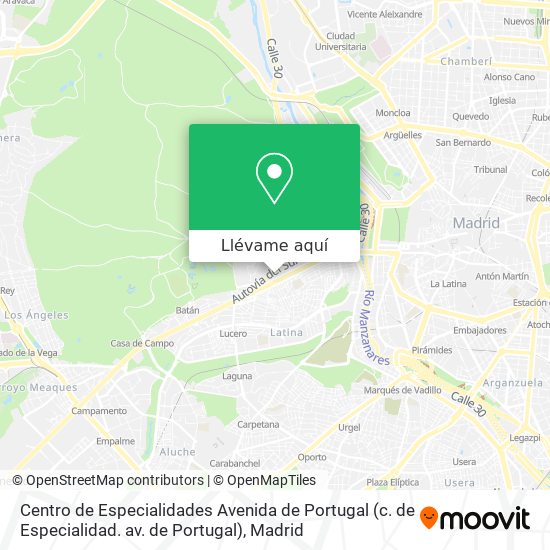 Mapa Centro de Especialidades Avenida de Portugal (c. de Especialidad. av. de Portugal)