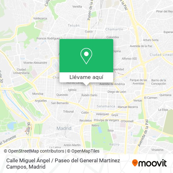 Mapa Calle Miguel Ángel / Paseo del General Martínez Campos