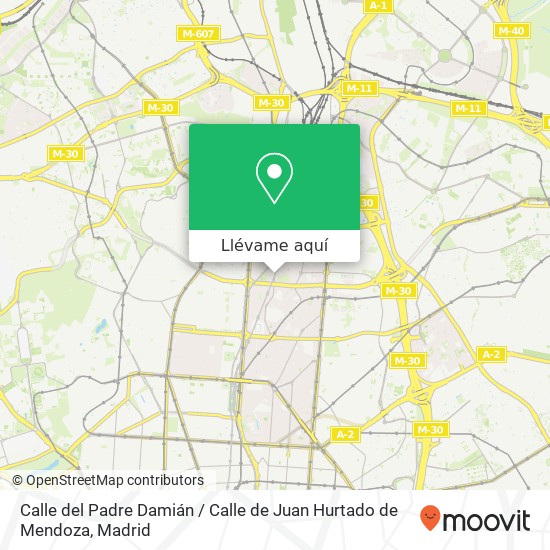 Mapa Calle del Padre Damián / Calle de Juan Hurtado de Mendoza