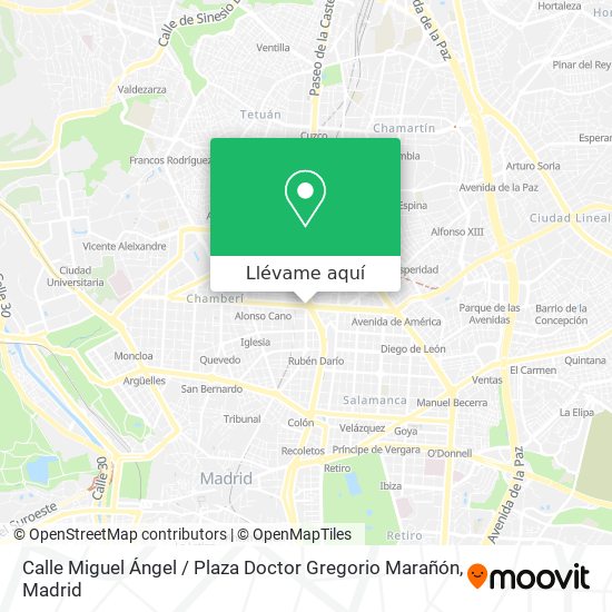 Mapa Calle Miguel Ángel / Plaza Doctor Gregorio Marañón