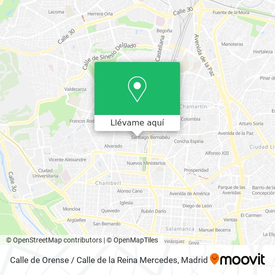 Mapa Calle de Orense / Calle de la Reina Mercedes