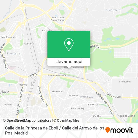 Mapa Calle de la Princesa de Éboli / Calle del Arroyo de los Pos