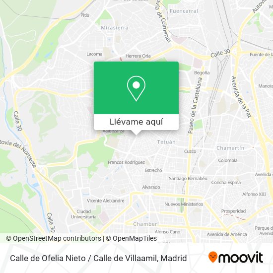 Mapa Calle de Ofelia Nieto / Calle de Villaamil