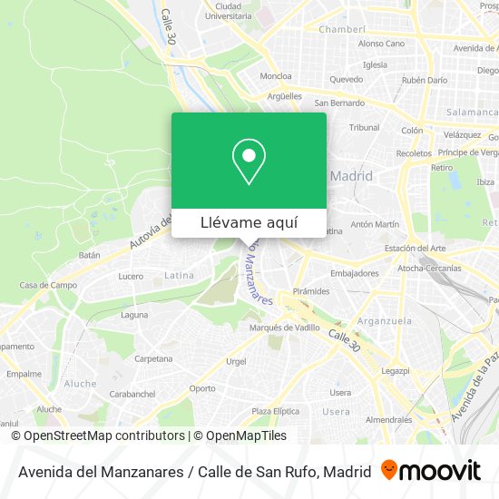 Mapa Avenida del Manzanares / Calle de San Rufo